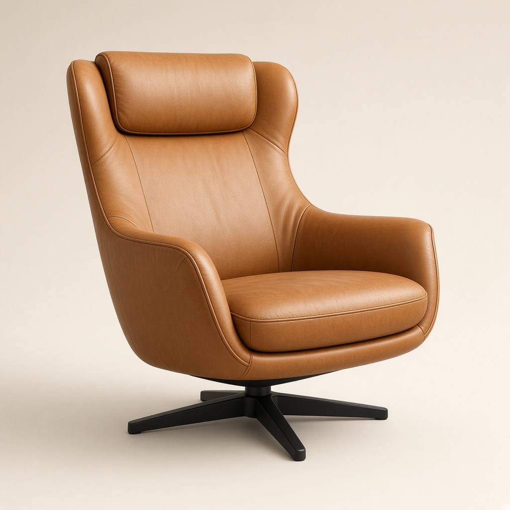 Camel Leather Lounge Chair